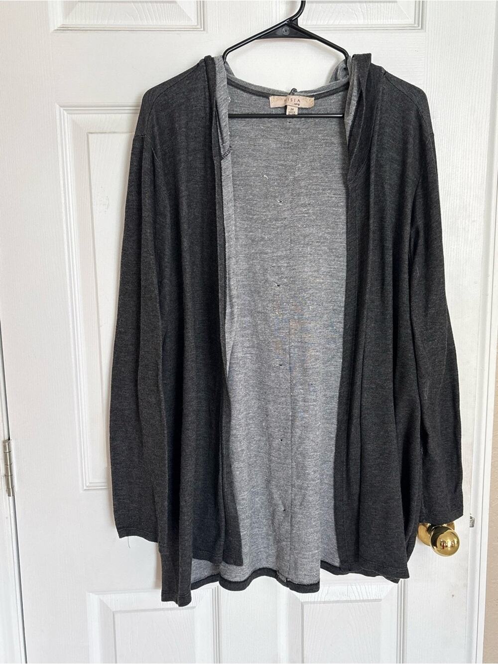 Nisia Curvy Hooded Open Front Cardigan Gray Lightweight Cover Up Women’s 2X